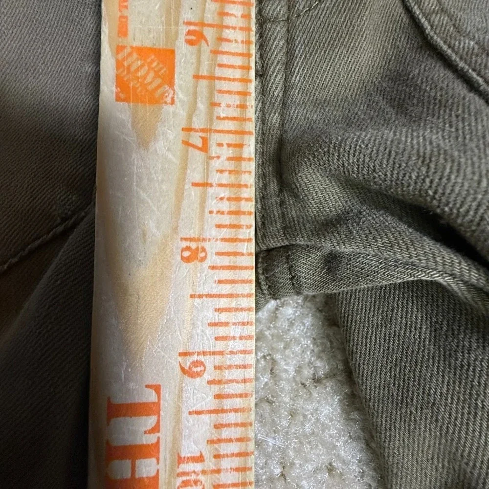 Free People Womens 0 Olive Distressed Utility‎ Jeans Button Fly Flap Pockets